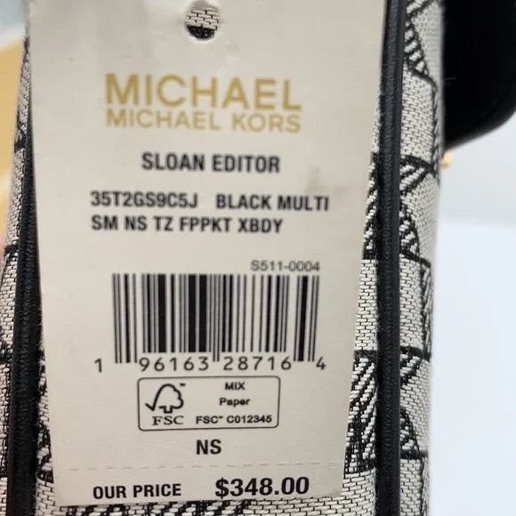 MICHAEL KORS SLOAN EDITOR SMALL NS TOP ZIP FLAP PACKET XBODY BLACK MULTI